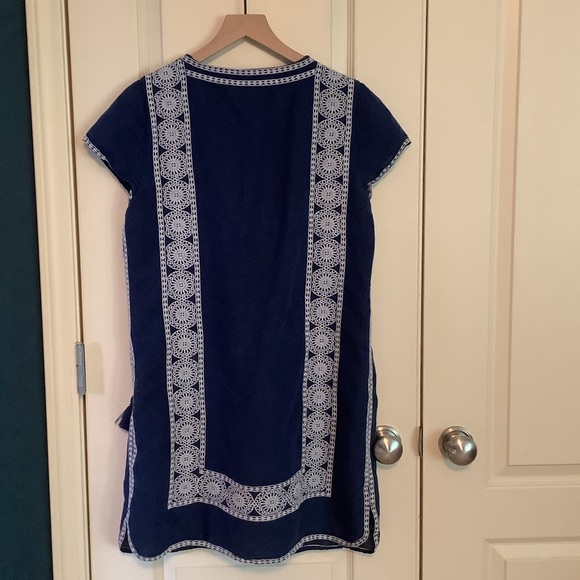 Vineyard Vines Navy Linen Blend Tunic Lace Up Dress Size 10 - Picture 2 of 4